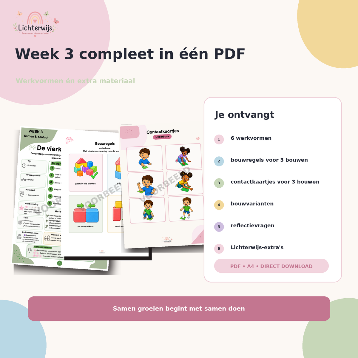 Compleet Gouden Weken Week 3 PDF met zes werkvormen bouwregels contactkaartjes en reflectievragen