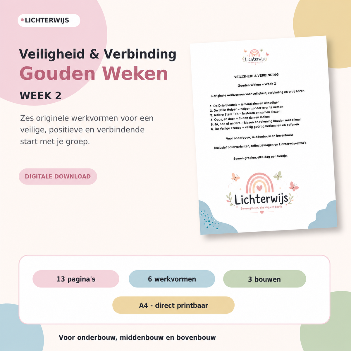 Gouden Weken Week 2 met zes actieve werkvormen voor veiligheid verbinding en groepsvorming in de basisschool