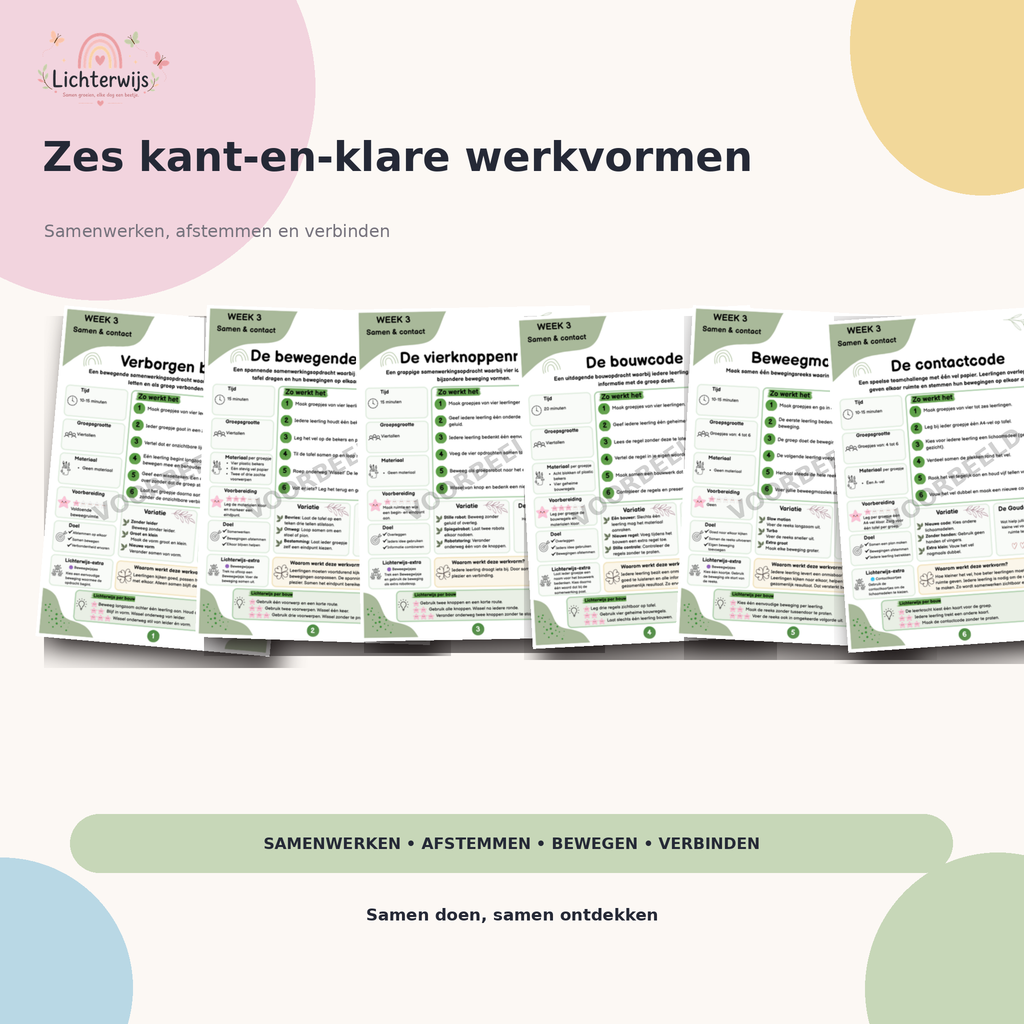 Zes Gouden Weken werkvormen voor samenwerking bewegen afstemmen en groepsvorming in de basisschool