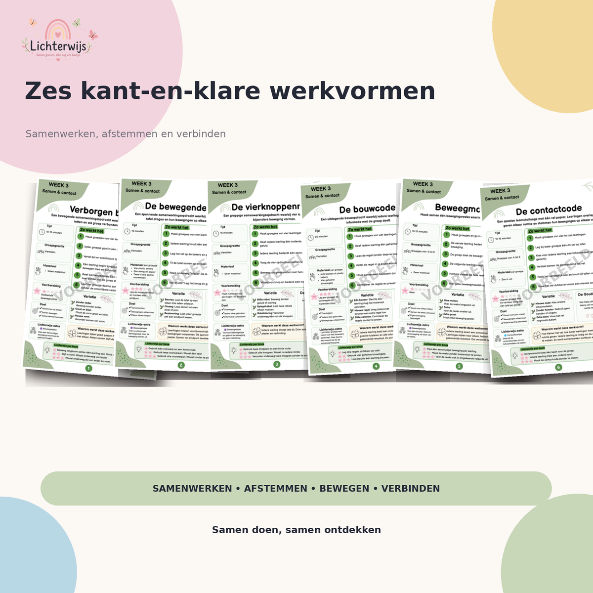 Zes Gouden Weken werkvormen voor samenwerking bewegen afstemmen en groepsvorming in de basisschool