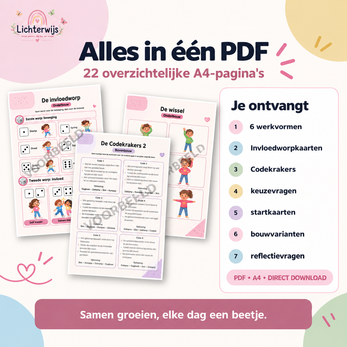 Gouden Weken Week 4 PDF met 22 A4-pagina’s, 6 werkvormen, kaarten, codes en bouwvarianten