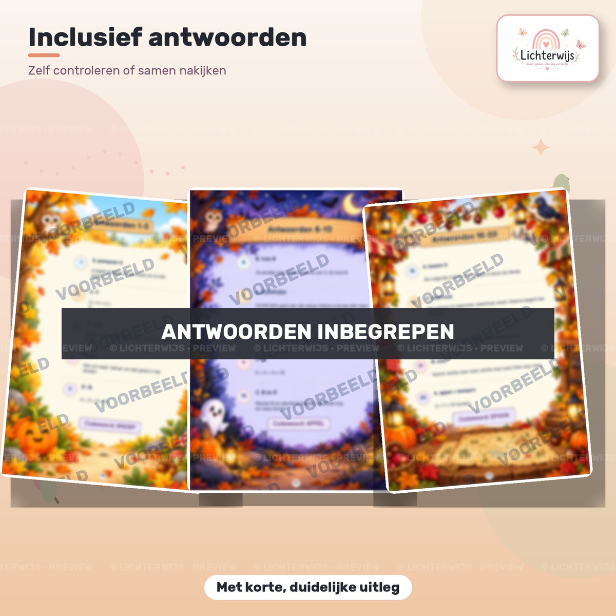 Antwoorden met duidelijke uitleg bij de 25 opdrachten uit het Halloween puzzelboek voor kinderen